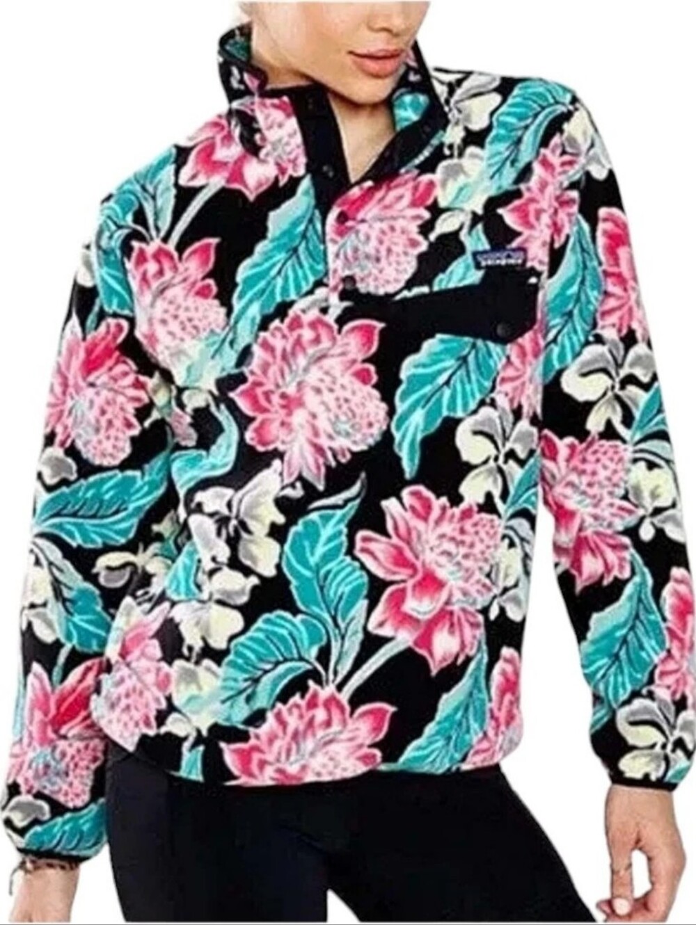Patagonia Women’s Lightweight Synchilla Snap-T Fleece Pullover Floral M